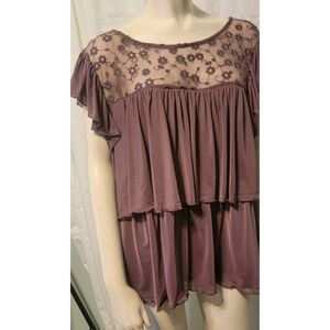 Fairy celestial tiered whimsy lace flutter sleeve blouse Willow 2X